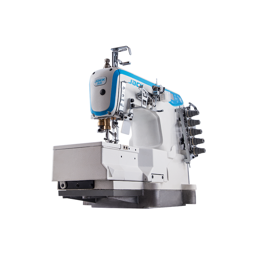 Jack W4D Macchina Punto Copertura Industriale a 3 Aghi con Tavolo