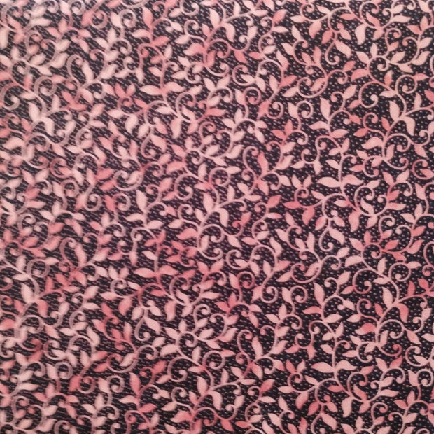 Tessuto di Cotone Americano Foglioline rosa