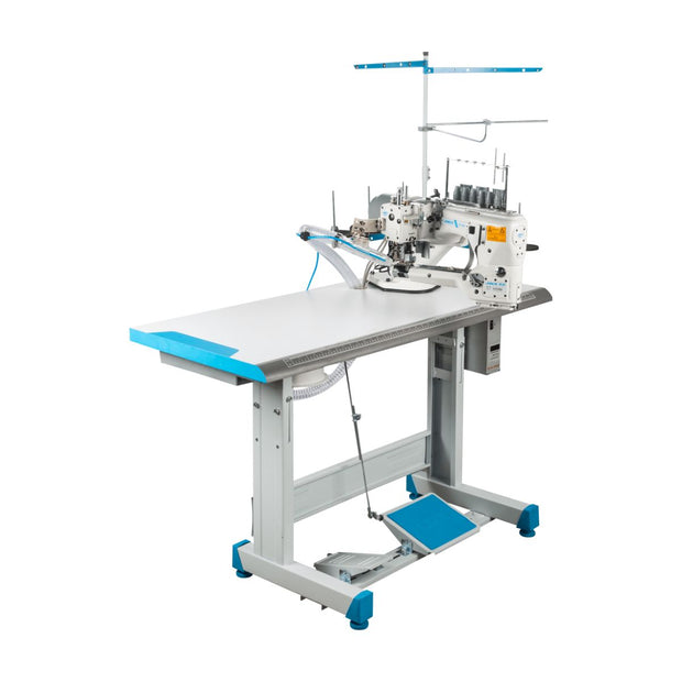 Jack 8740C Macchina 4 Aghi 6 fili Braccio Rovescio con Punto di Copertura con tavolo