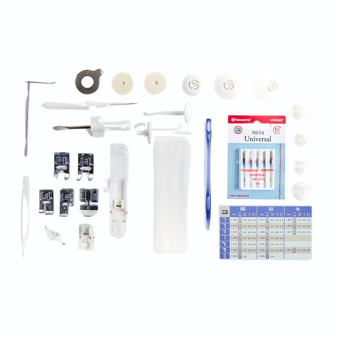 Macchina per cucire e ricamare Husqvarna Viking Quarz 29 dettaglio accessori