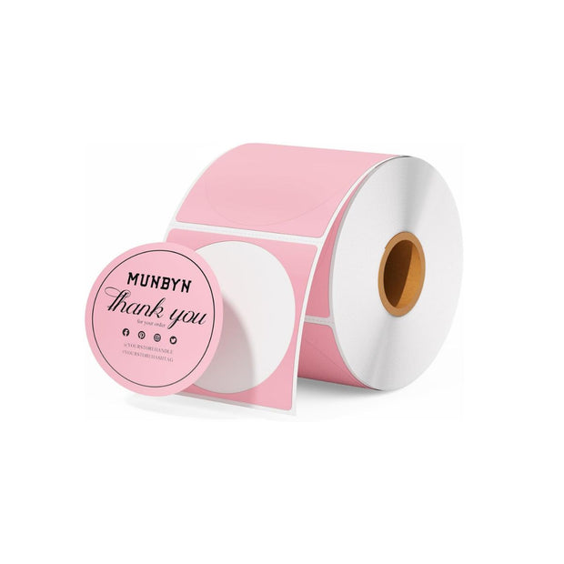 Munbyn Etichette Termiche Rotonde Rosa 750pz 50mm