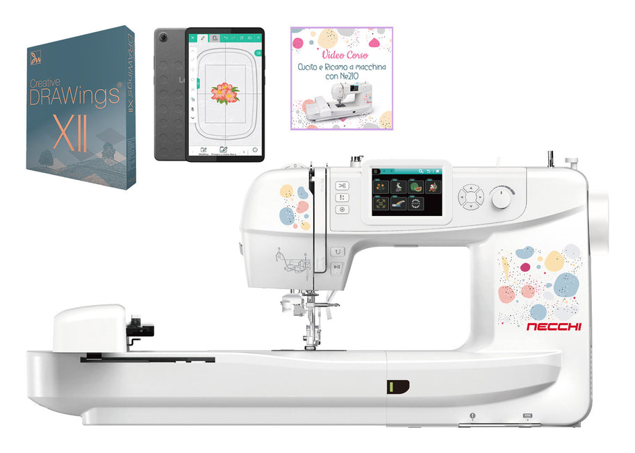 Necchi NE210 Macchina per cucire e ricamare con Software Drawings XII Creative