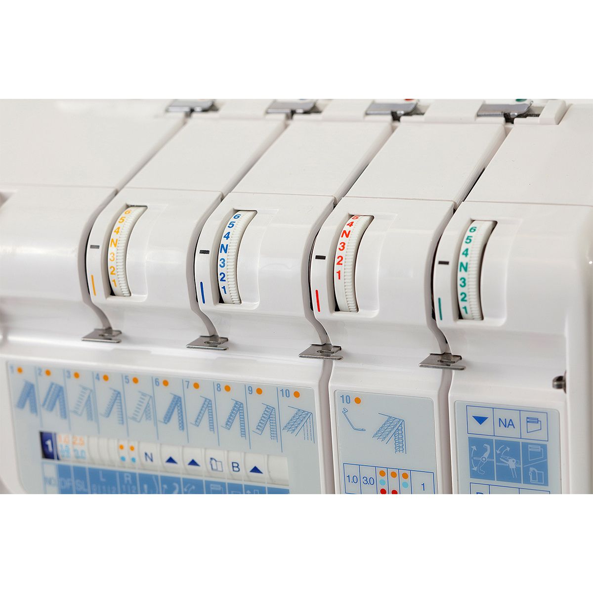 Tagliacuci Janome 1200D Overlock e Punto di Copertura  dettaglio gruppo tensioni