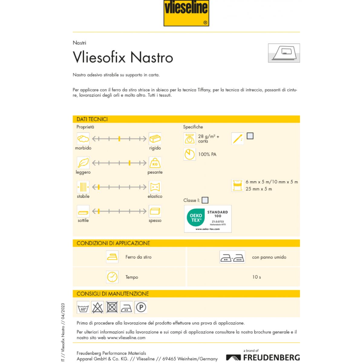 Vlieseline Vliesofix T10 Bondaweb T10 nastro termoadesivo in sbieco istruzioni d'uso