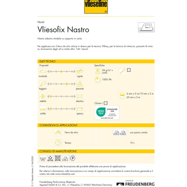 Vlieseline Vliesofix T10 Bondaweb T10 nastro termoadesivo in sbieco istruzioni d'uso