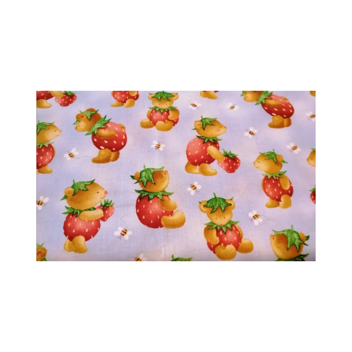 Tessuto in Cotone Americano con gli Orsetti Fragolini