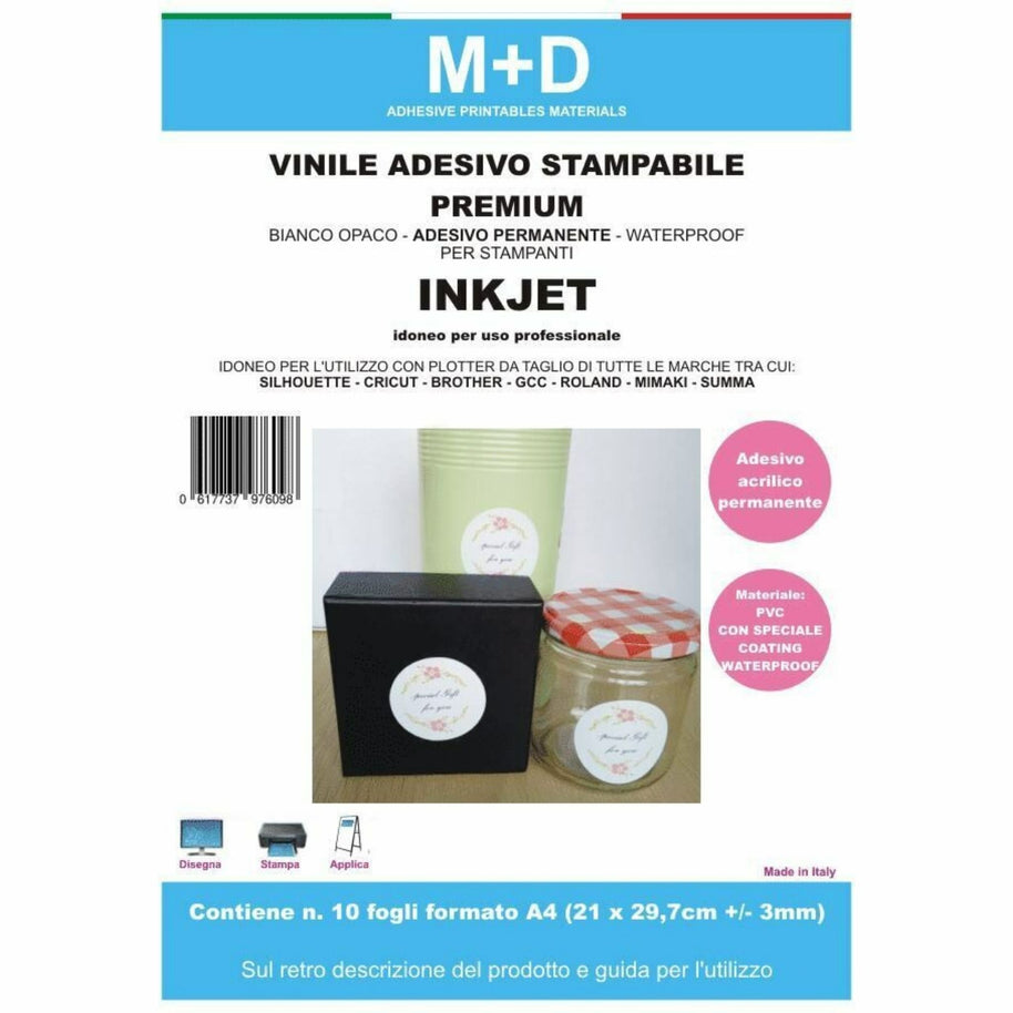 Vinile adesivo stampabile permanente waterproof Inkjet (bianco opaco)