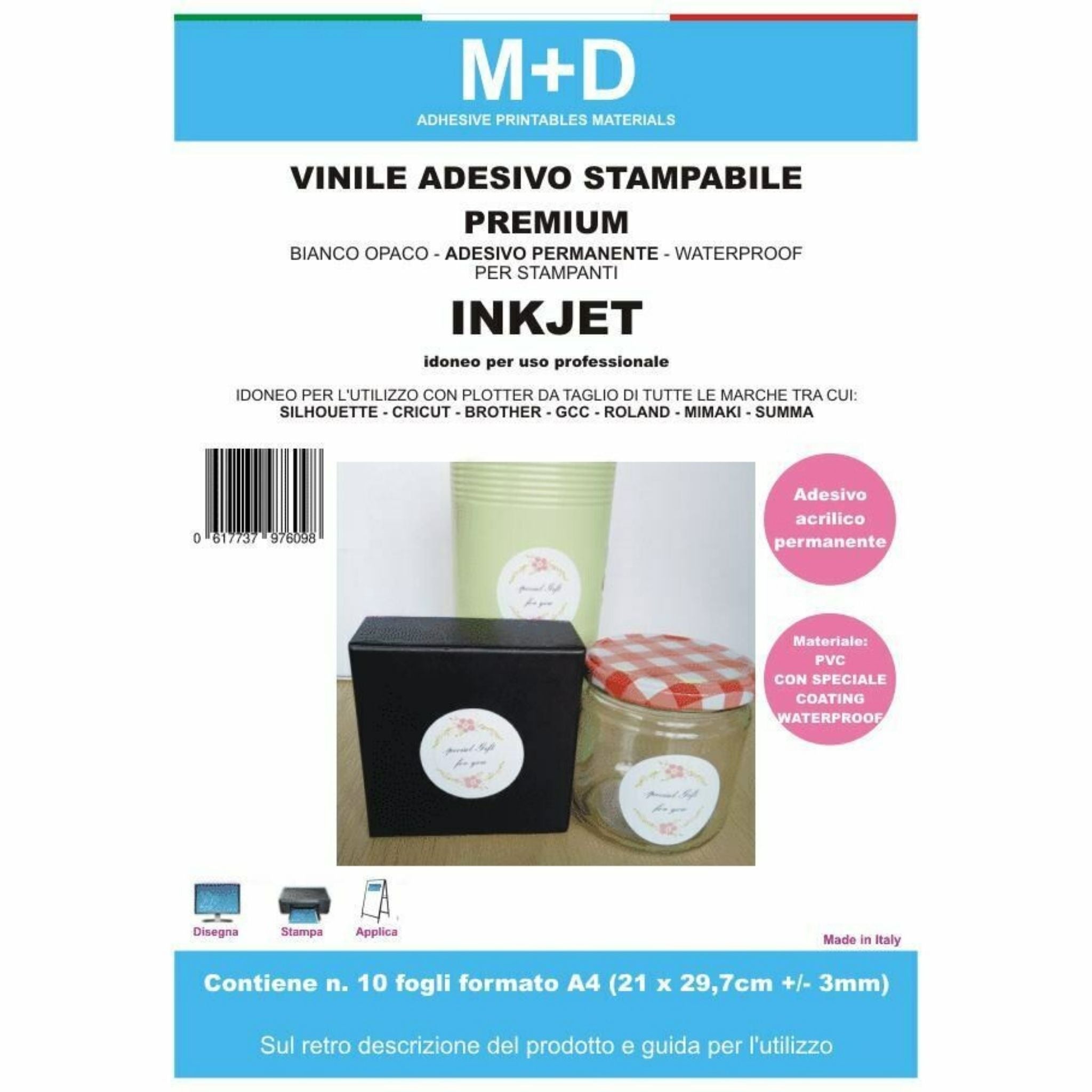 Vinile adesivo stampabile permanente waterproof Inkjet (bianco opaco)