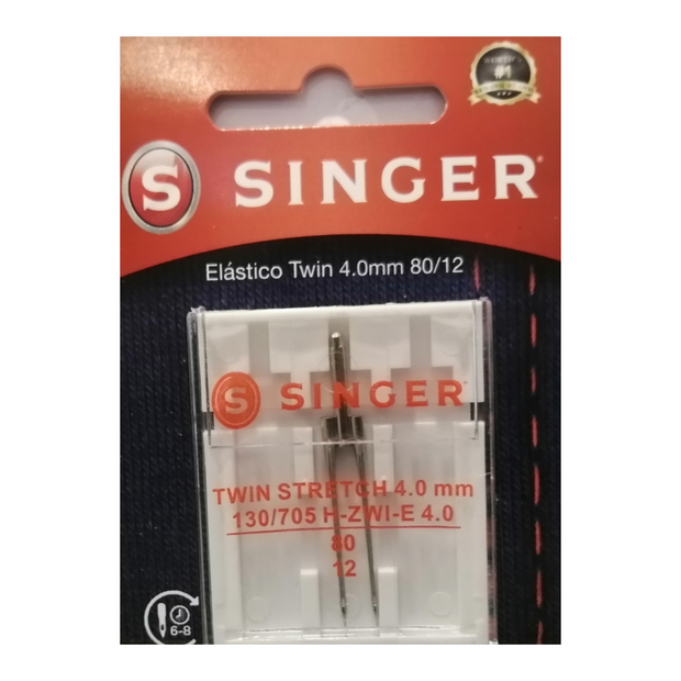 Ago Gemello Singer n°80 da 4mm per tessuti Stretch