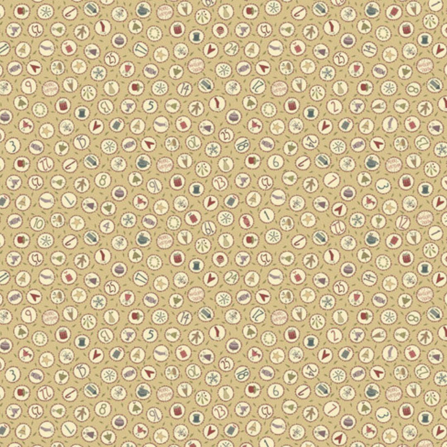Tessuto in Cotone Americano fantasia natalizia country fondo beige