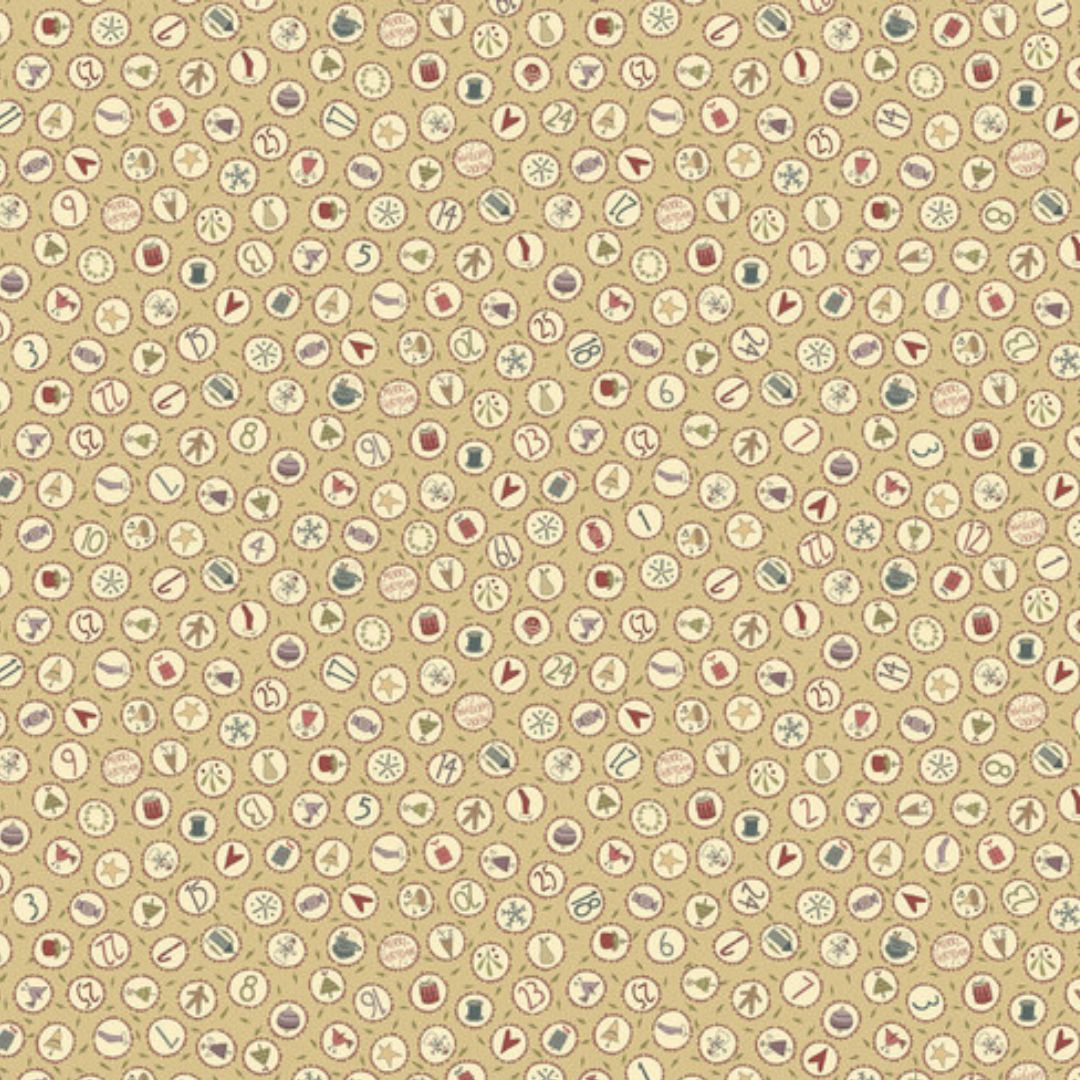 Tessuto in Cotone Americano fantasia natalizia country fondo beige