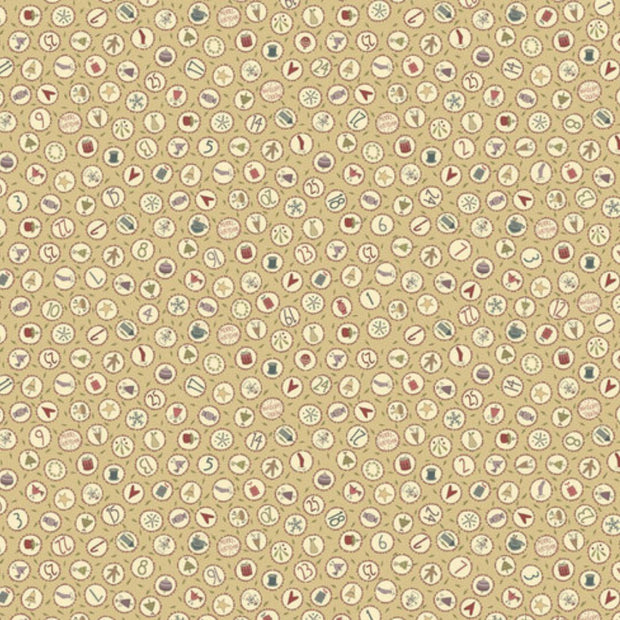 Tessuto in Cotone Americano fantasia natalizia country fondo beige