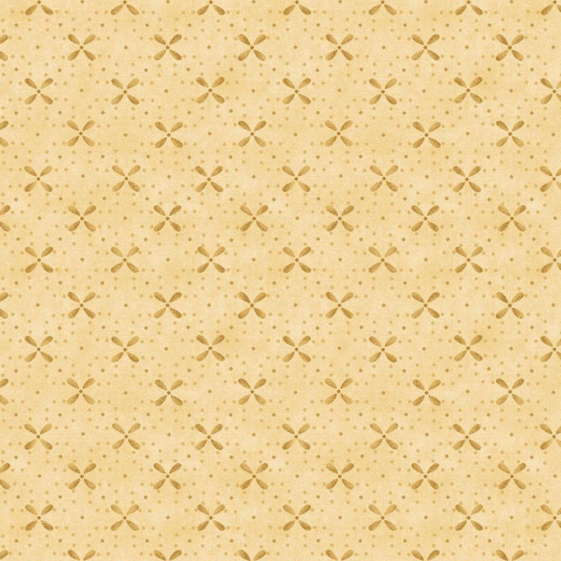 Tessuto di Cotone Americano Fantasia micro decoro su fondo beige